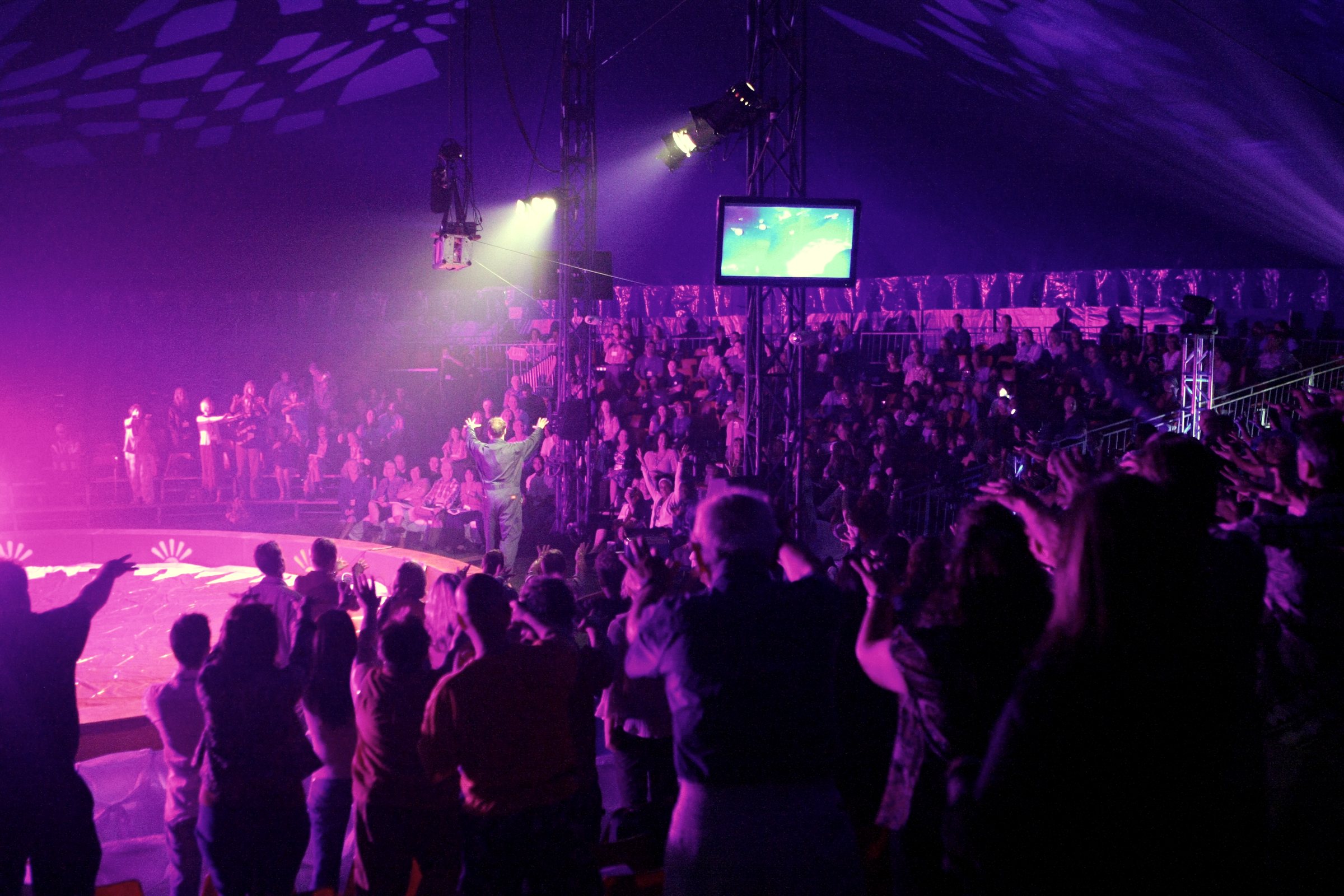 A personal-development seminar held under a circus big top